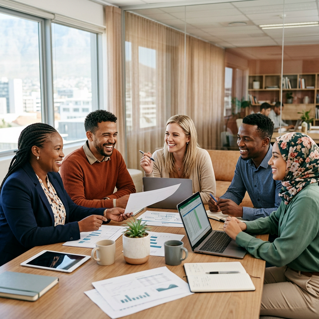 Diverse professionals collaborating